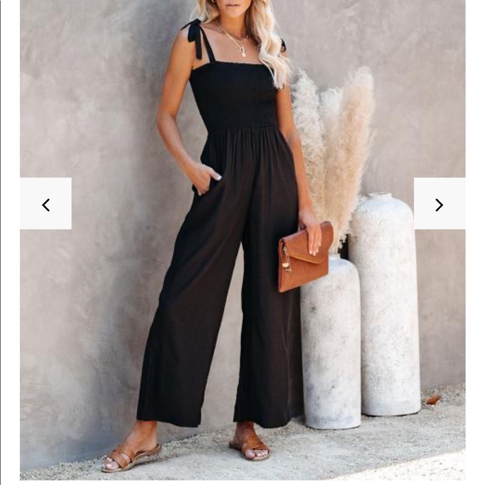MARJORIE POCKETED SMOCKED TIE JUMPSUIT